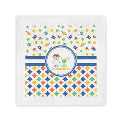 Boy's Space & Geometric Print Cocktail Napkins (Personalized)