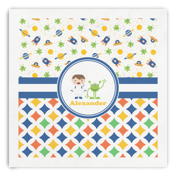 Custom Boy's Space & Geometric Print Paper Dinner Napkins (Personalized)