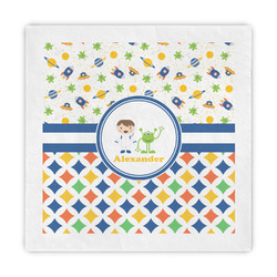 Boy's Space & Geometric Print Decorative Paper Napkins (Personalized)