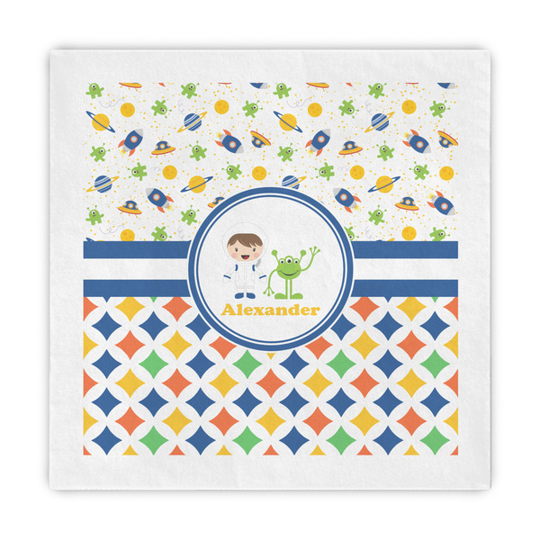 Custom Boy's Space & Geometric Print Standard Decorative Napkins (Personalized)