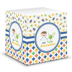 Boy's Space & Geometric Print Sticky Note Cube (Personalized)