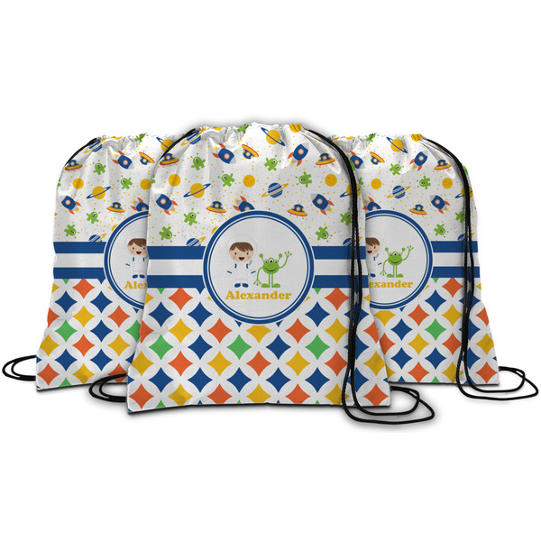 Boy's Space & Geometric Print String Backpack - MAIN