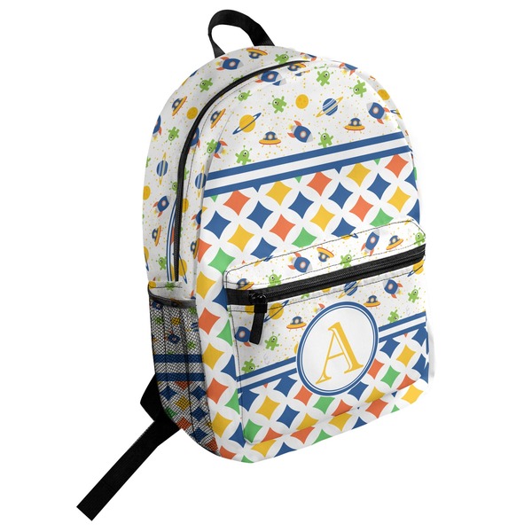 Custom Boy's Space & Geometric Print Student Backpack (Personalized)