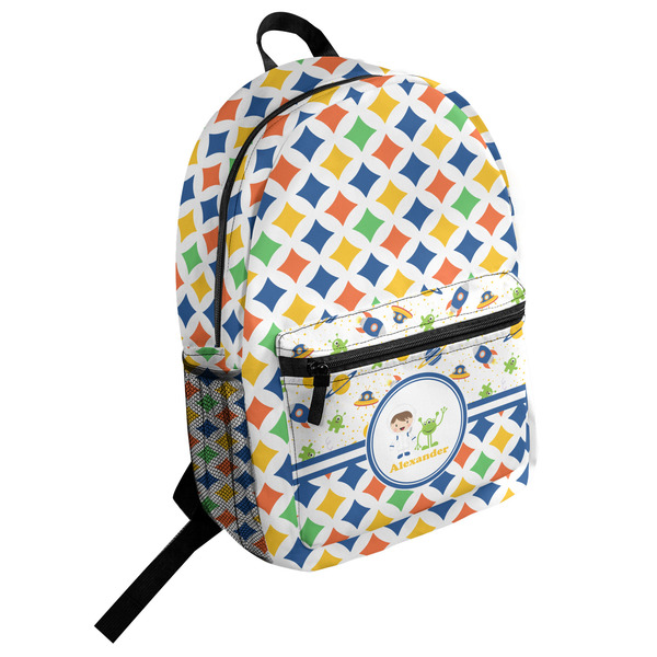 Custom Boy's Space & Geometric Print Student Backpack (Personalized)