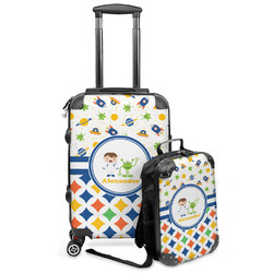Boy's Space & Geometric Print Kids 2-Piece Luggage Set - Suitcase & Backpack (Personalized)