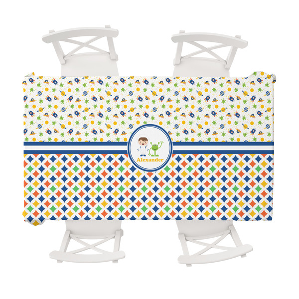 Custom Boy's Space & Geometric Print Tablecloth - 58"x102" (Personalized)