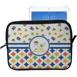 Boy's Space & Geometric Print Tablet Case / Sleeve - Large (Personalized)