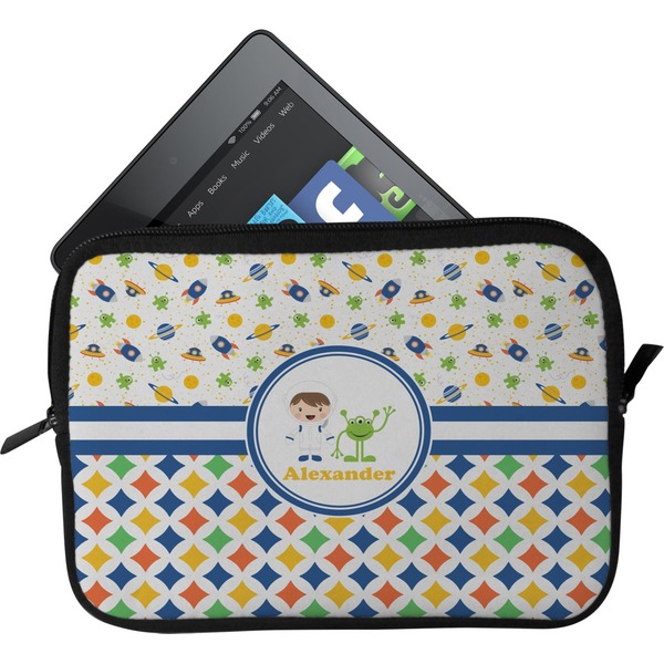 Custom Boy's Space & Geometric Print Tablet Case / Sleeve - Small (Personalized)