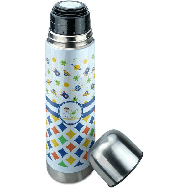 Boy's Space & Geometric Print Thermos - Lid Off