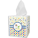 Boy's Space & Geometric Print Tissue Box Cover (Personalized)