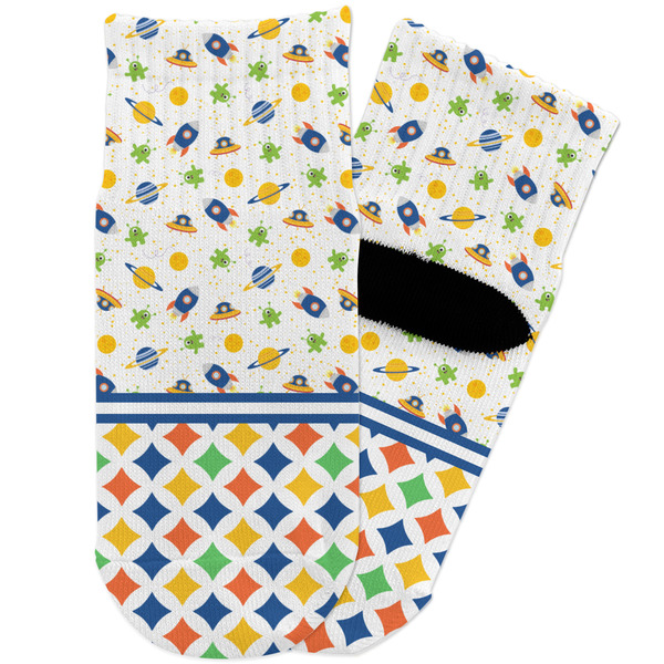 Custom Boy's Space & Geometric Print Toddler Ankle Socks