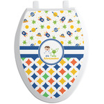 Boy's Space & Geometric Print Toilet Seat Decal - Elongated (Personalized)