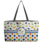 Boy's Space & Geometric Print Beach Totes Bag - w/ Black Handles (Personalized)