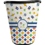 Boy's Space & Geometric Print Waste Basket - Double Sided (Black) (Personalized)