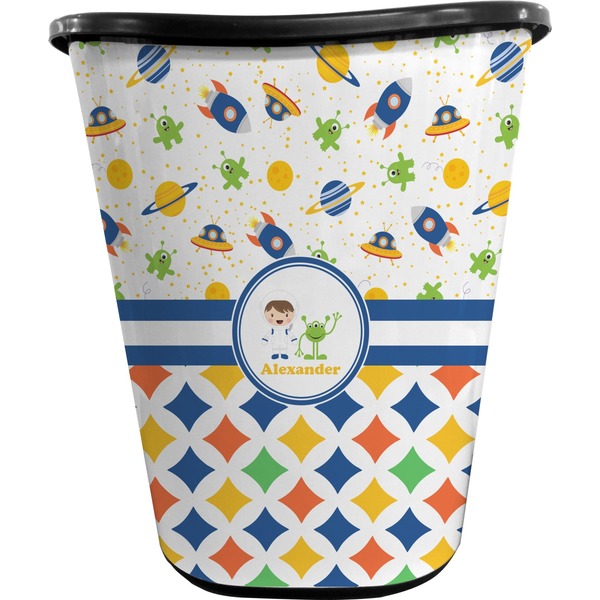 Boy's Space & Geometric Print Waste Basket (Black)