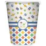 Boy's Space & Geometric Print Waste Basket - Double Sided (White) (Personalized)