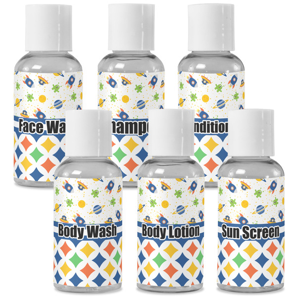 Custom Boy's Space & Geometric Print Travel Bottles (Personalized)