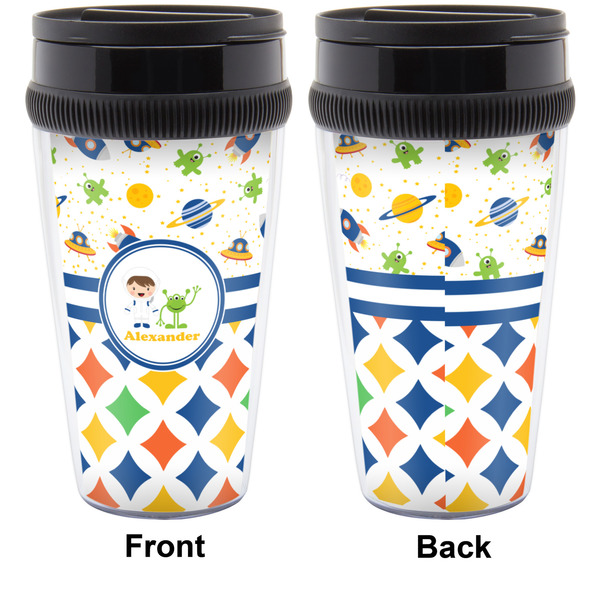 Boy's Space & Geometric Print Travel Mug Approval (Personalized)
