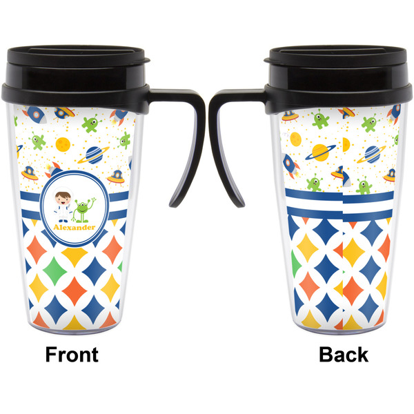 Boy's Space & Geometric Print Travel Mug with Black Handle - Approval