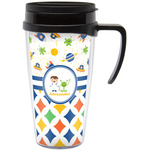 Boy's Space & Geometric Print Acrylic Travel Mug with Handle (Personalized)