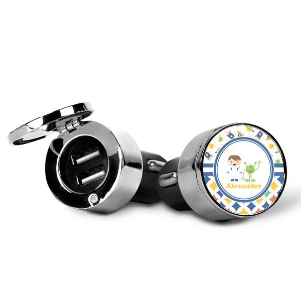 Boy's Space & Geometric Print USB Car Charger
