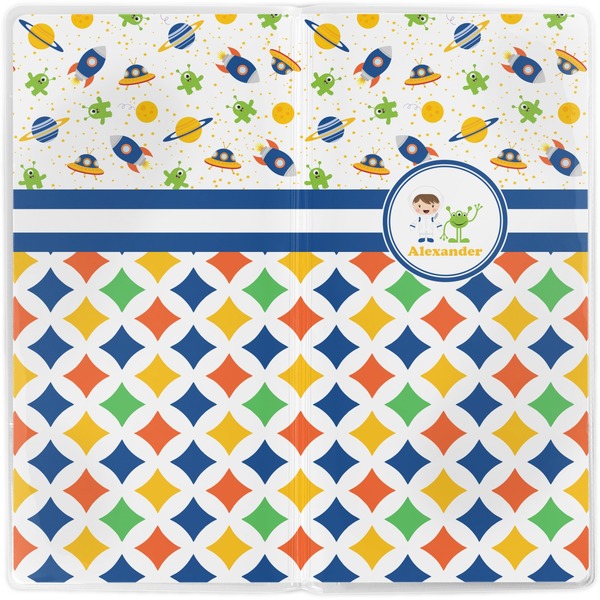 Boy's Space & Geometric Print Vinyl Document Wallet - Apvl
