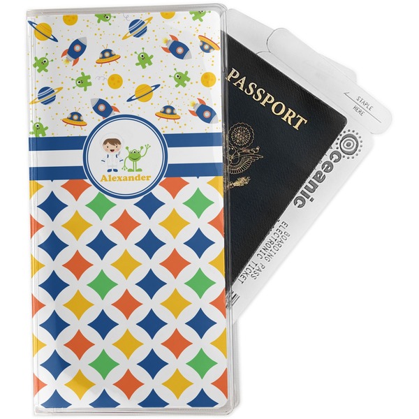 Custom Boy's Space & Geometric Print Travel Document Holder