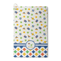 Boy's Space & Geometric Print Waffle Weave Golf Towel (Personalized)