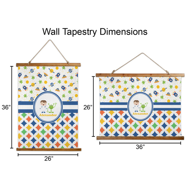 Boy's Space & Geometric Print Wall Hanging Tapestries - Parent/Sizing