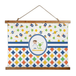 Boy's Space & Geometric Print Wall Hanging Tapestry - Wide (Personalized)