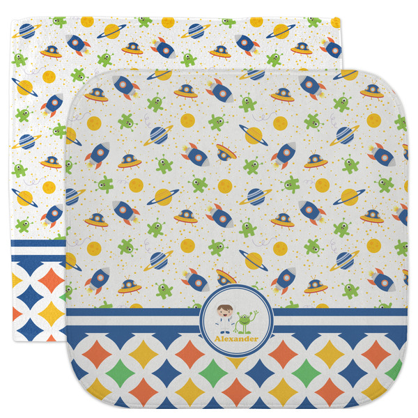Custom Boy's Space & Geometric Print Facecloth / Wash Cloth (Personalized)