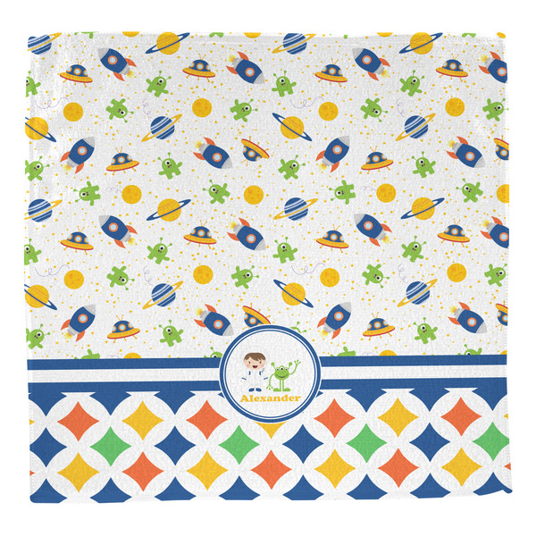 Boy's Space & Geometric Print Washcloth - Front - No Soap