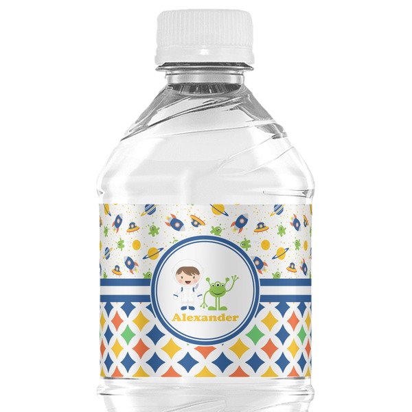 Custom Boy's Space & Geometric Print Water Bottle Labels - Custom Sized (Personalized)