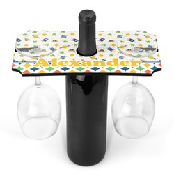 Boy's Space & Geometric Print Wine Bottle & Glass Holder (Personalized)