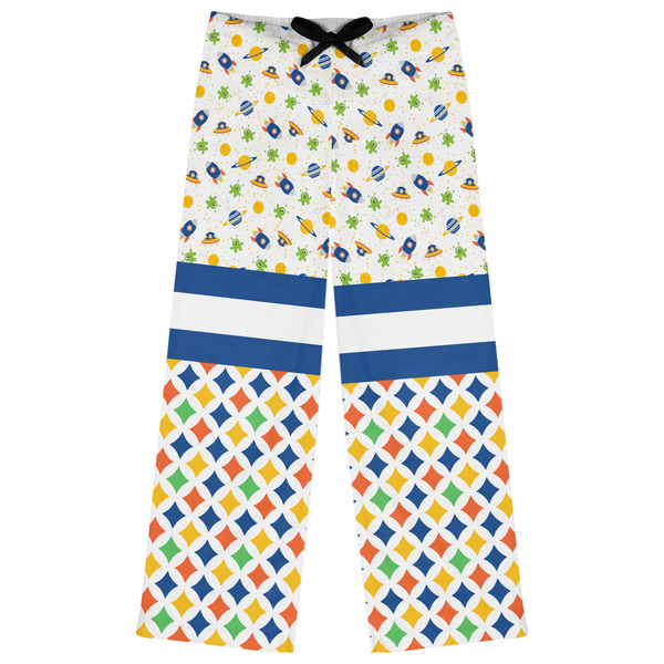 Custom Boy's Space & Geometric Print Womens Pajama Pants - XS