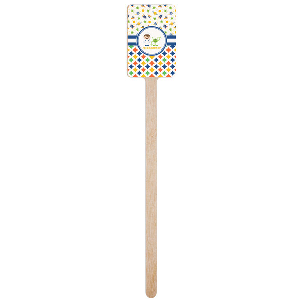 Boy's Space & Geometric Print Wooden 6.25" Stir Stick - Rectangular - Single Stick