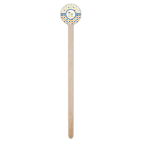 Boy's Space & Geometric Print Wooden 7.5" Stir Stick - Round - Single Stick