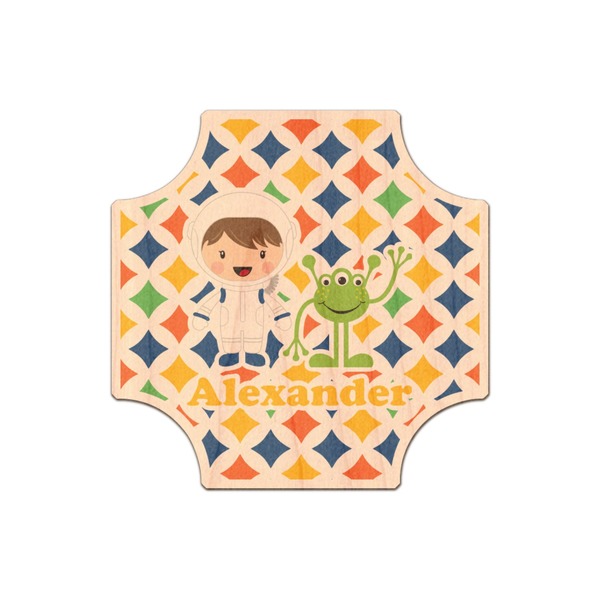 Custom Boy's Space & Geometric Print Genuine Maple or Cherry Wood Sticker (Personalized)