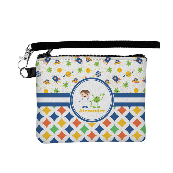 Custom Boy's Space & Geometric Print Wristlet ID Case w/ Name or Text