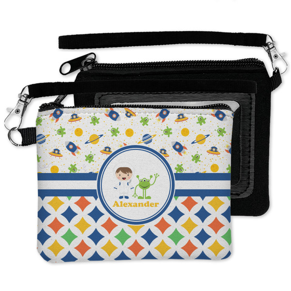 Boy's Space & Geometric Print Wristlet ID Cases - MAIN