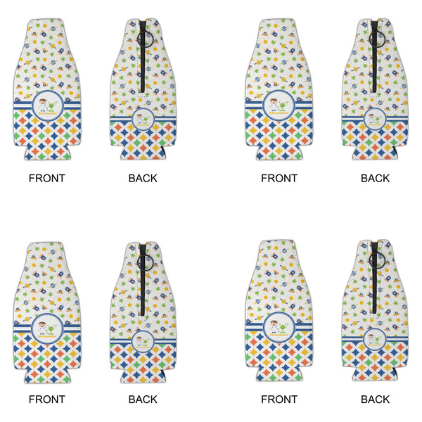 Boy's Space & Geometric Print Zipper Bottle Cooler - Set of 4 - APPROVAL