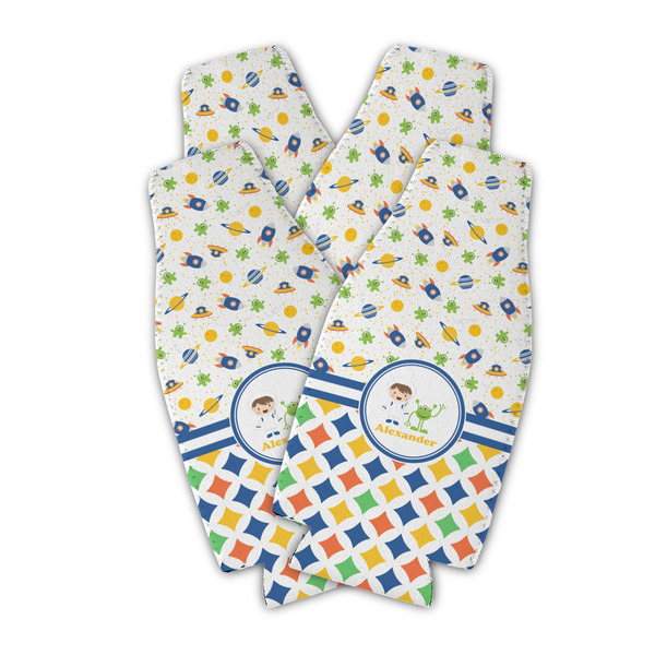Boy's Space & Geometric Print Zipper Bottle Cooler - Set of 4 - PARENT MAIN (flat)