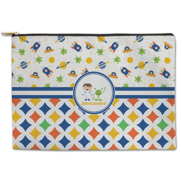Custom Boy's Space & Geometric Print Zipper Pouch (Personalized)