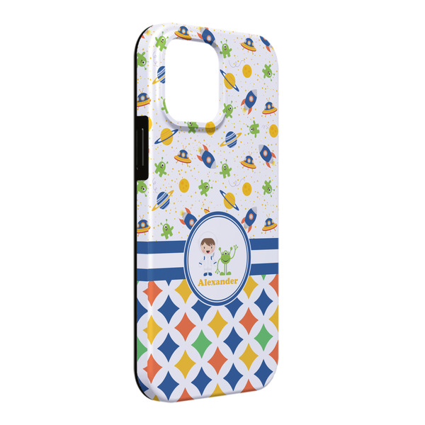 Custom Boy's Space & Geometric Print iPhone Case - Rubber Lined - iPhone 13 Pro Max (Personalized)
