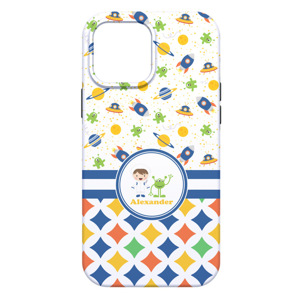 Boy's Space & Geometric Print iPhone 13 Pro Max Tough Case - Back