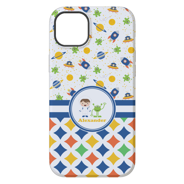 Boy's Space & Geometric Print iPhone 14 Plus Tough Case - Back