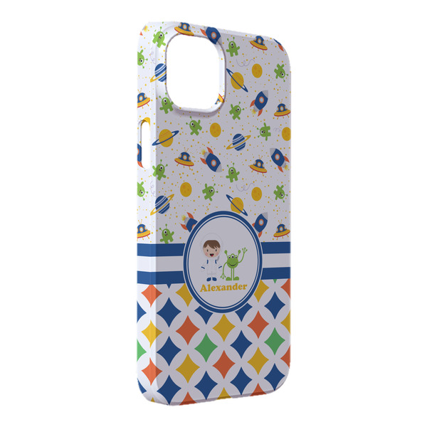 Custom Boy's Space & Geometric Print iPhone Case - Plastic - iPhone 14 Pro Max (Personalized)