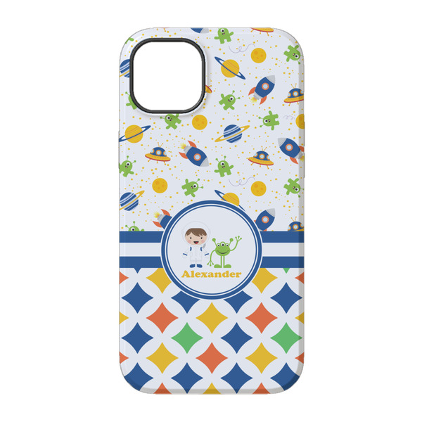 Boy's Space & Geometric Print iPhone 14 Tough Case - Back