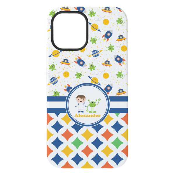 Boy's Space & Geometric Print iPhone 15 Plus Tough Case - Back