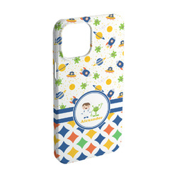 Boy's Space & Geometric Print iPhone Case - Plastic - iPhone 15 Pro (Personalized)